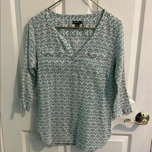 Eddie Bauer Green 3/4 Sleeve Relaxed Blouse size S